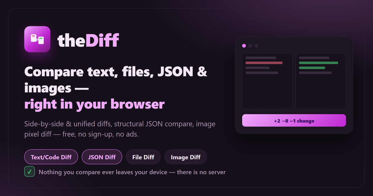 theDiff — Abdeali Stationwala's text, code and image diff tool